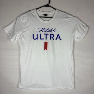 Michelob Ultra Logo T-Shirt White Adult Short Sleeve Shirt Size X-Large